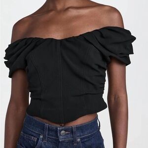 NWT A.L.C. Black Off-Shoulder Crop Top